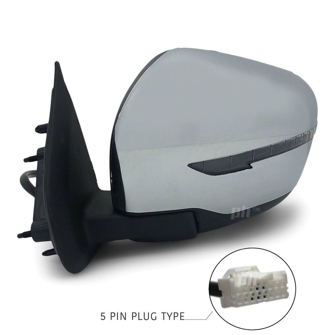 Door Mirror LEFT Chrome Electric Indicator fits Nissan Navara D23 NP300 2015-2020