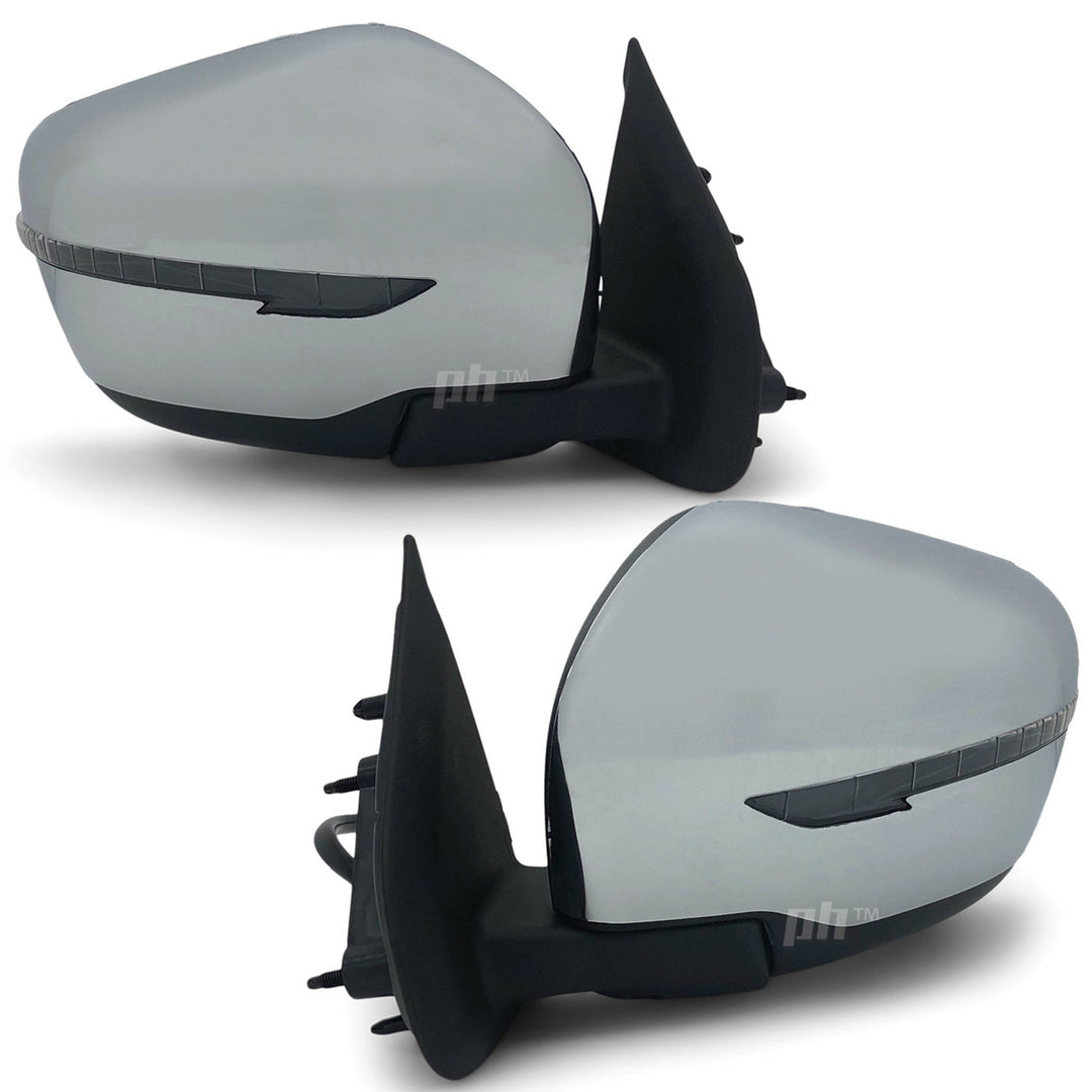 Door Mirrors PAIR Chrome Electric Indicator fits Nissan Navara D23 NP300 2015-2020