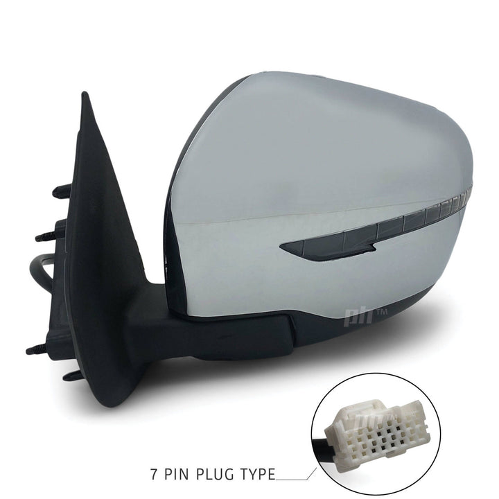 Door Mirrors PAIR Chrome Autofold Indicator fits Nissan Navara D23 NP300 15-20