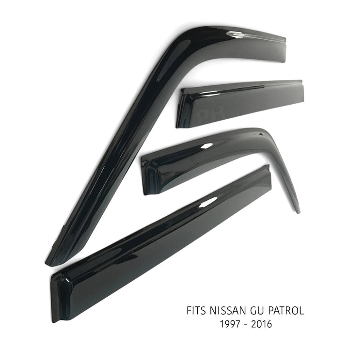 Weather Shield Window Visors SET 4 Piece Fits Nissan GU Patrol 1997 - 2016