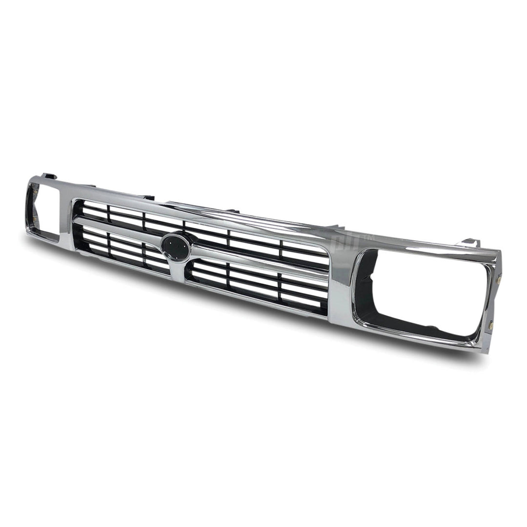 Grill 1 Piece Chrome & Black Fits Toyota Hilux 2WD Workmate 1989 - 1996