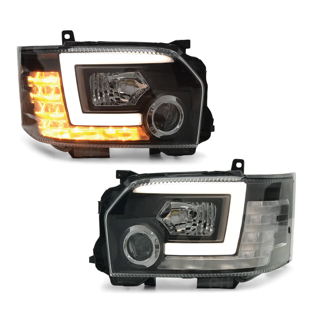 Headlights PAIR DRL Style with Sequential Indicator fits Toyota Hiace 2014-2019