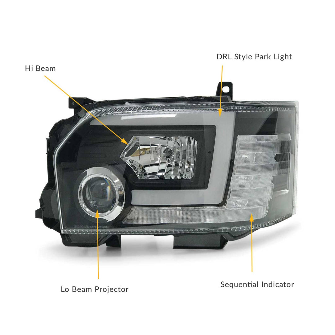 Headlights PAIR DRL Style with Sequential Indicator fits Toyota Hiace 2014-2019