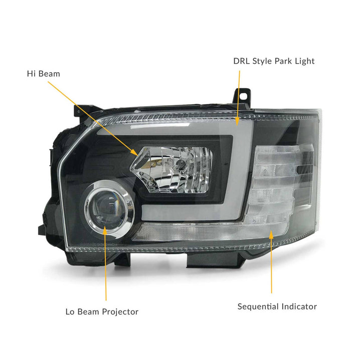 Headlights PAIR DRL Style with Sequential Indicator fits Toyota Hiace 2014-2019