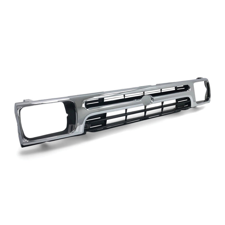 Grill 1 Piece Chrome & Black Twin Bar Style Fits Toyota Hilux 2WD Workmate 1989 - 1996