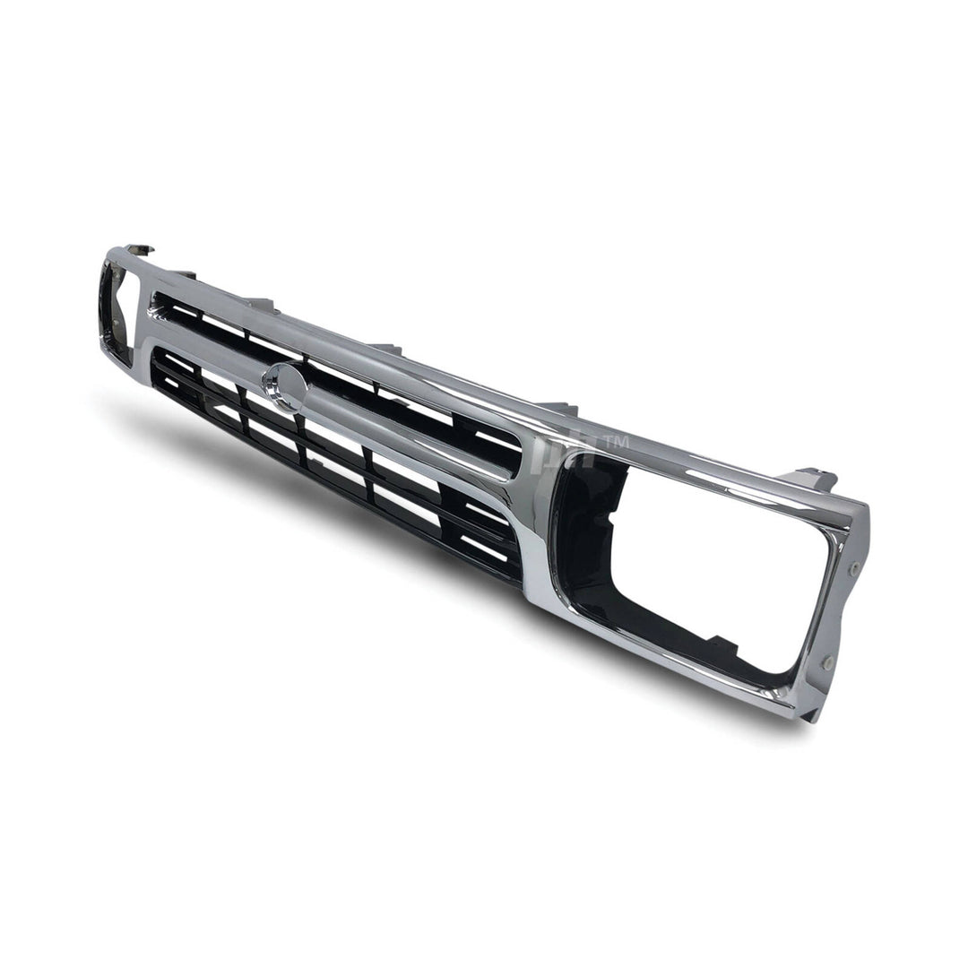 Grill 1 Piece Chrome & Black Twin Bar Style Fits Toyota Hilux 2WD Workmate 1989 - 1996
