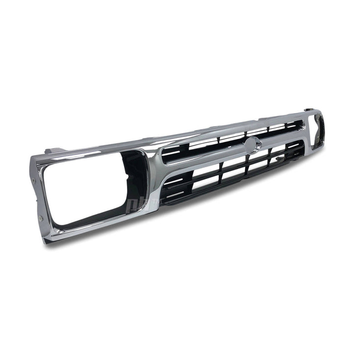 Grill 1 Piece Chrome & Black Twin Bar Style Fits Toyota Hilux 2WD Workmate 1989 - 1996
