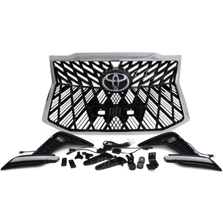 Web Style Front Bumper Kit & Black / Chrome Grill Fits Toyota Hilux N70 11-15