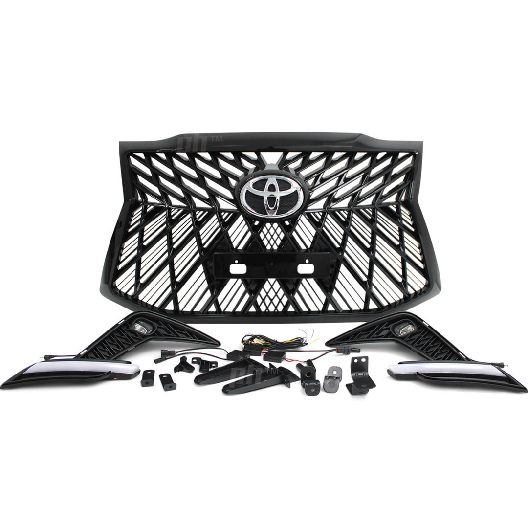 Web Style Front Bumper Kit & Black Grill Fits Toyota Hilux N70 Facelift 11 - 15