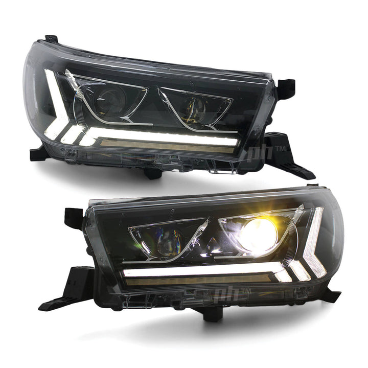 Headlights Full LED DRL Dual Projector Sequential fits Toyota Hilux N80 2015 - 2020