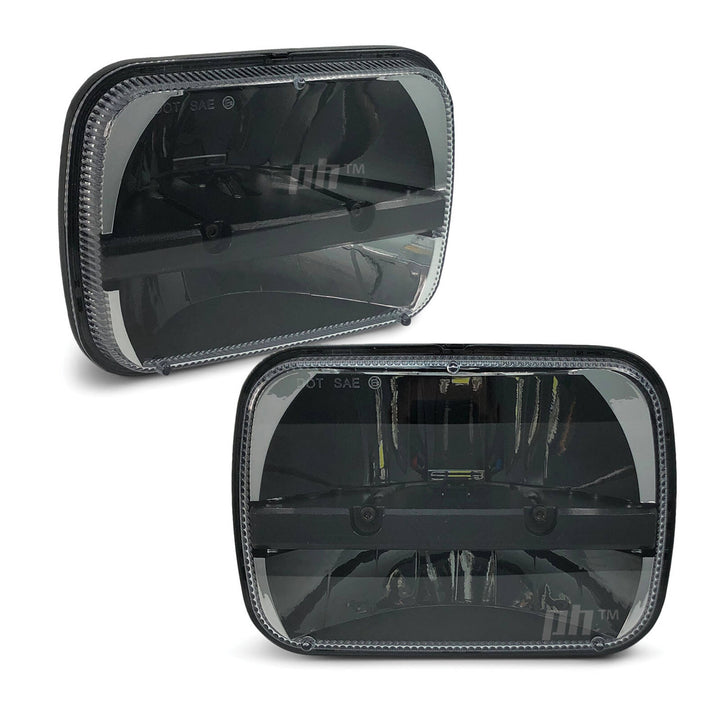 Universal Black Headlights LED PAIR 7x5 Inch Rectangle