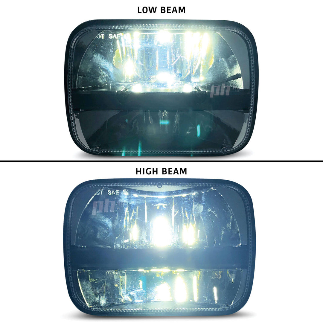 Universal Black Headlights LED PAIR 7x5 Inch Rectangle