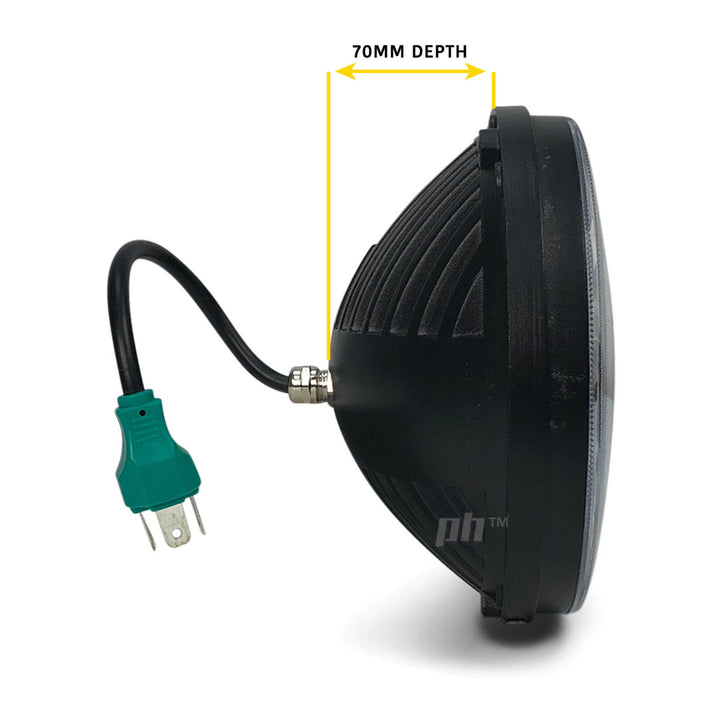 Universal Black Headlights LED PAIR 7 Inch Round