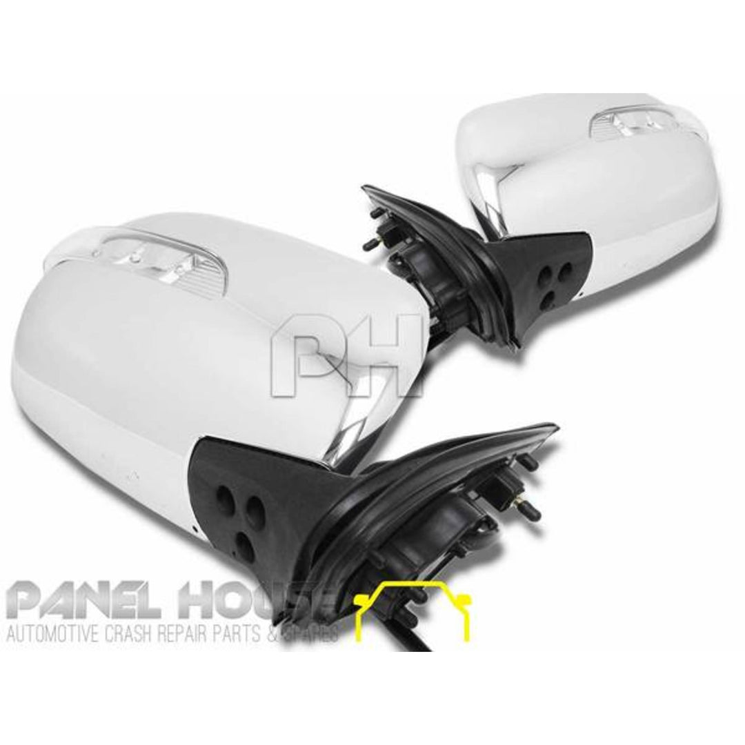 Door Mirrors PAIR Electric Chrome With Blinker Fits Toyota Hiace 2005 - 2019