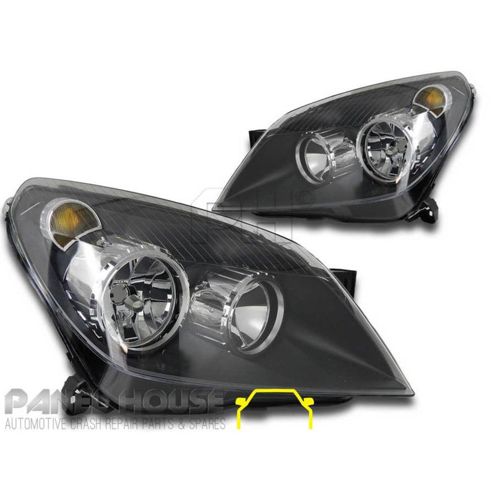 Headlights PAIR Black ADR fits Holden AH Astra 2004 - 2006