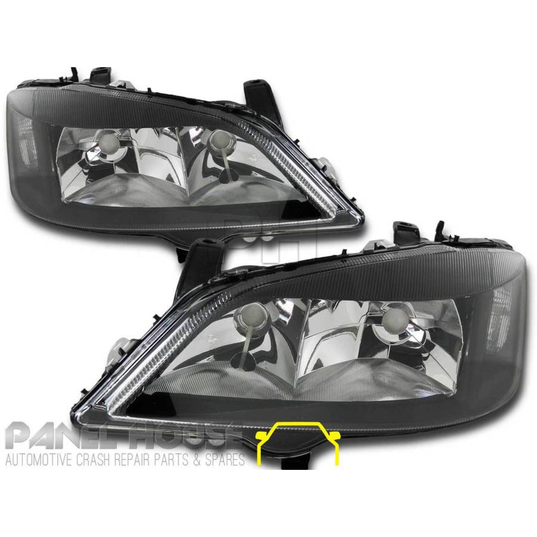 Headlights PAIR Black ADR fits Holden TS Astra 1998 - 2004