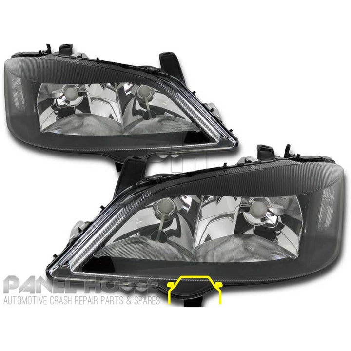 Headlights PAIR Black ADR fits Holden TS Astra 1998 - 2004