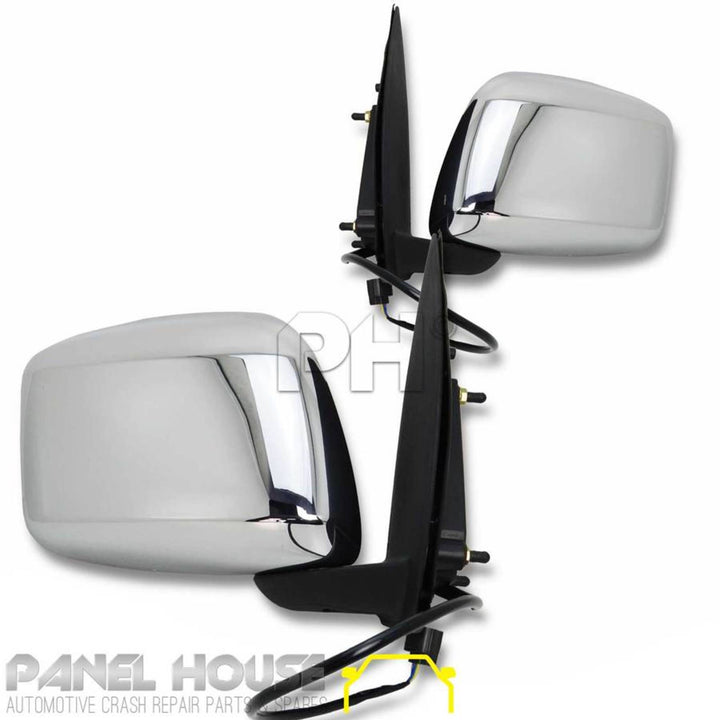 Door Mirrors PAIR Electric Chrome Fits Nissan Navara D40 VSK 2005 - 2010