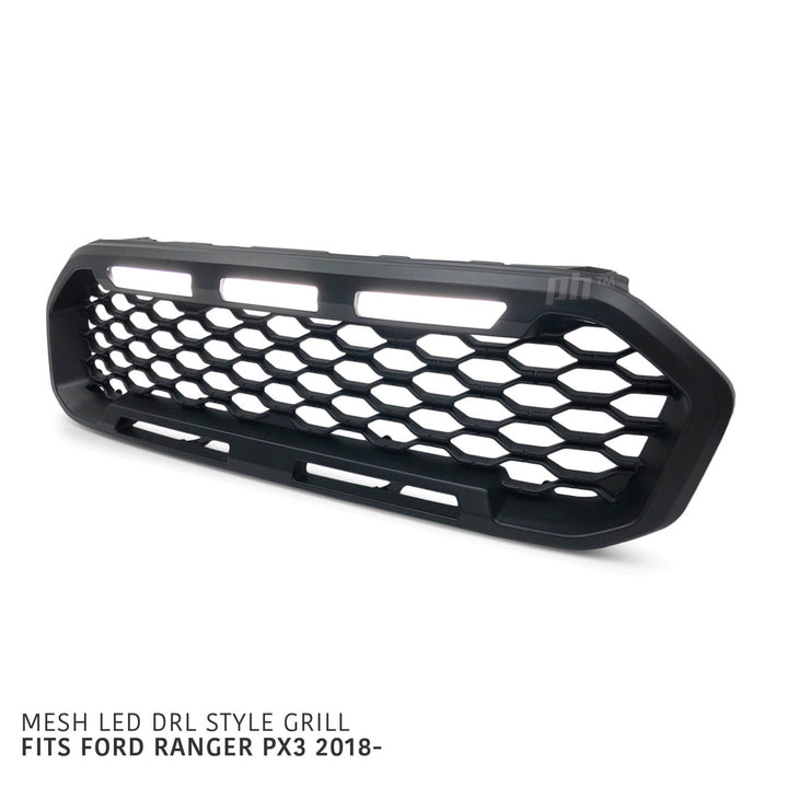 Grill Black Edition Mesh LED DRL Style Fits Ford Ranger PX MK3 2018 - 2022 XL XLS XLT