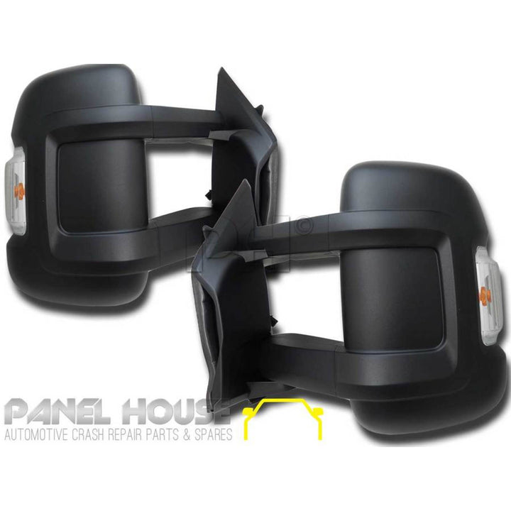 Door Mirrors PAIR Electric Long Arm Suit MOTORHOME fits Fiat Ducato 06-13