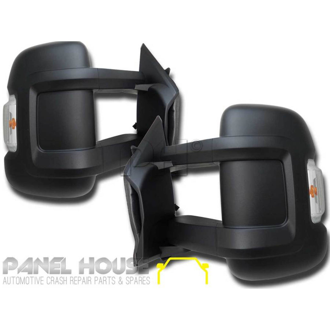 Door Mirrors PAIR Electric Long Arm Suit MOTORHOME fits Fiat Ducato 06-13