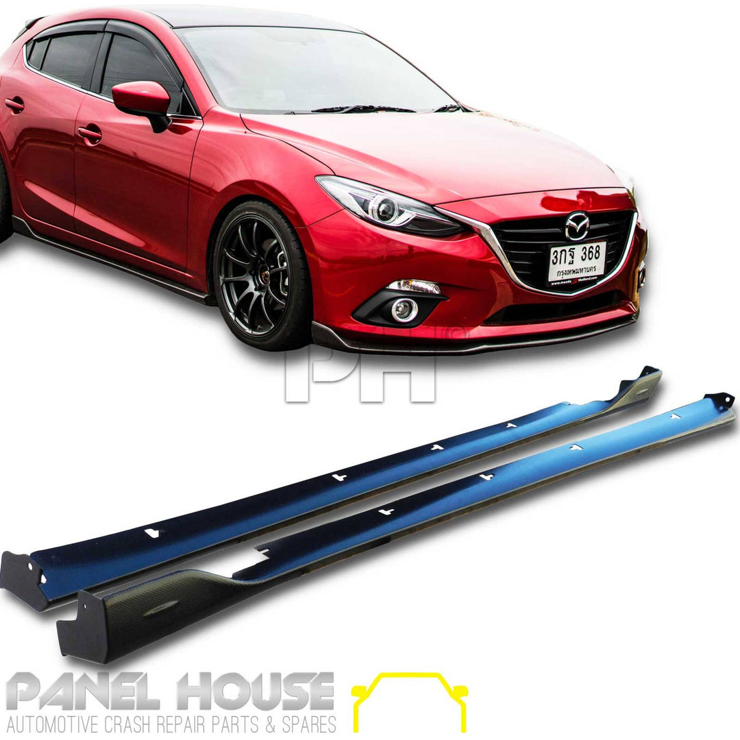 Side Skirts CARBON Finish For Mazda 3 BM BN Hatch Sedan