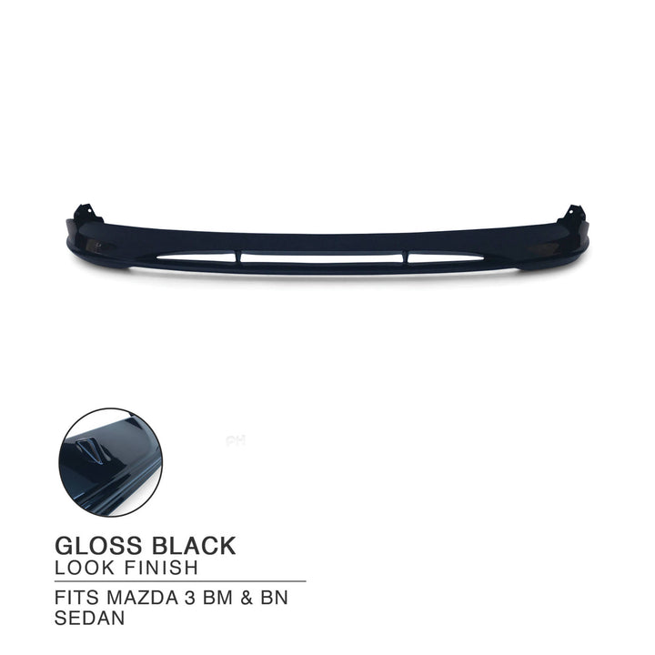 Rear Bumper Bar Lower Lip BLACK Finish Fits Mazda 3 BM BN Sedan