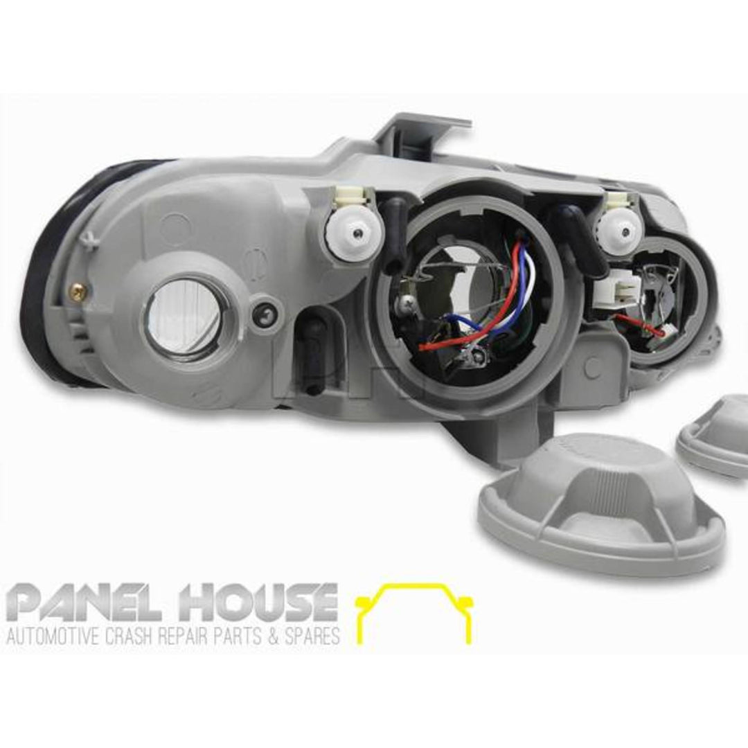 Headlights PAIR Black SS Style fits Holden Commodore VX VU 2000 - 2002