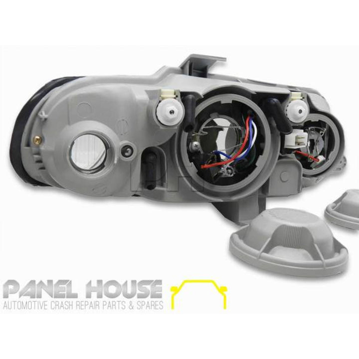 Headlights PAIR Black SS Style fits Holden Commodore VX VU 2000 - 2002