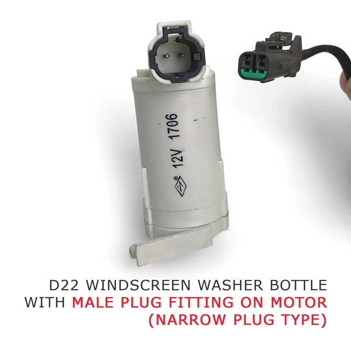 Windscreen Washer Bottle & Motor MALE PLUG TYPE fits Nissan Navara D22 Ute 97-12