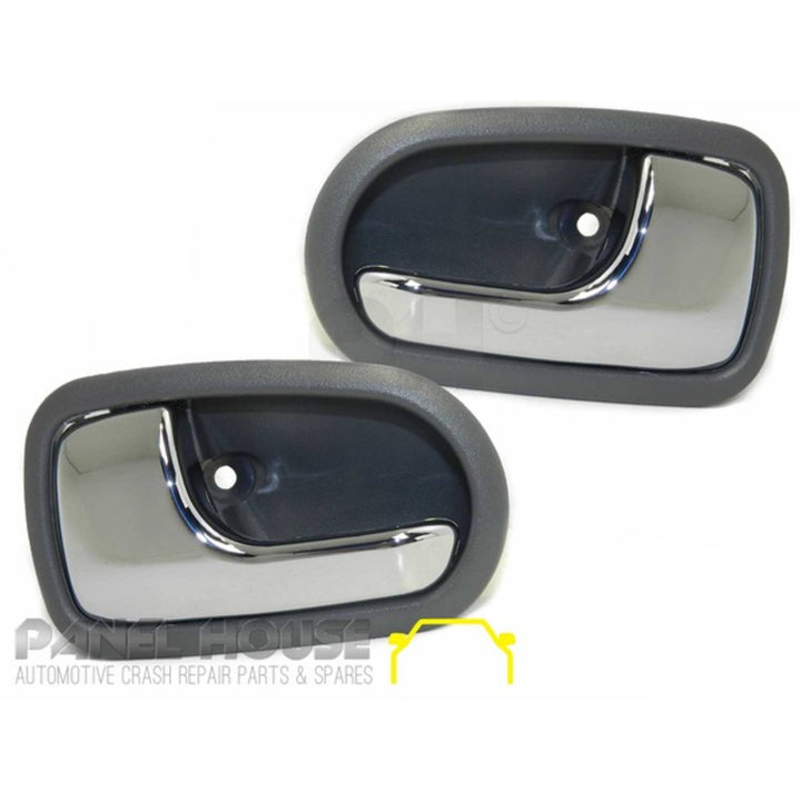 Interior Chrome Grey Door Handles PAIR Inner fits Mazda 323 BJ Protege 98-03