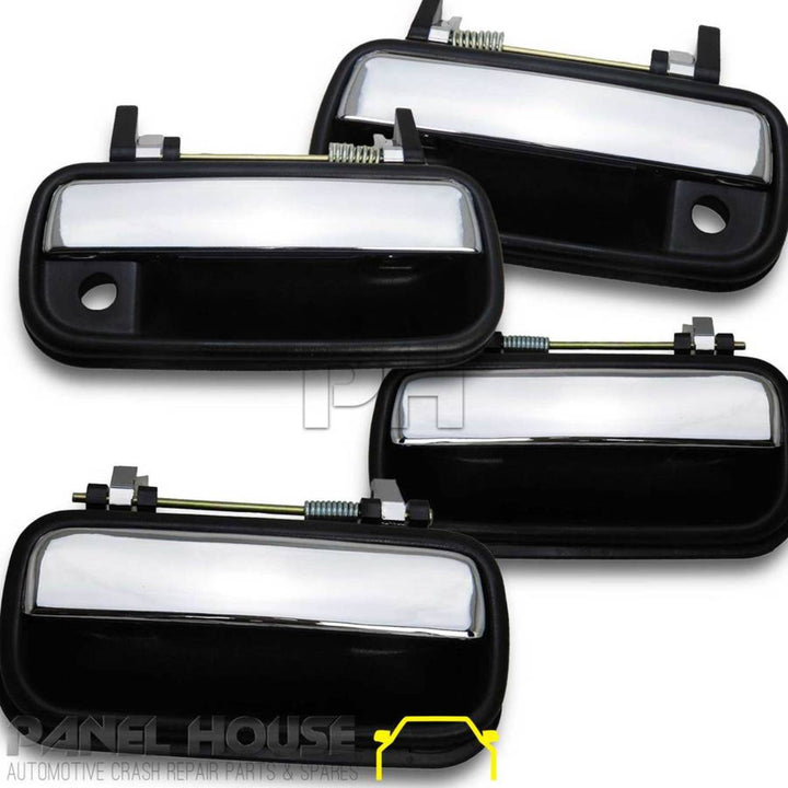 Outer Door Handle SET Chrome & Black Fits Toyota Hilux 1988 - 2005