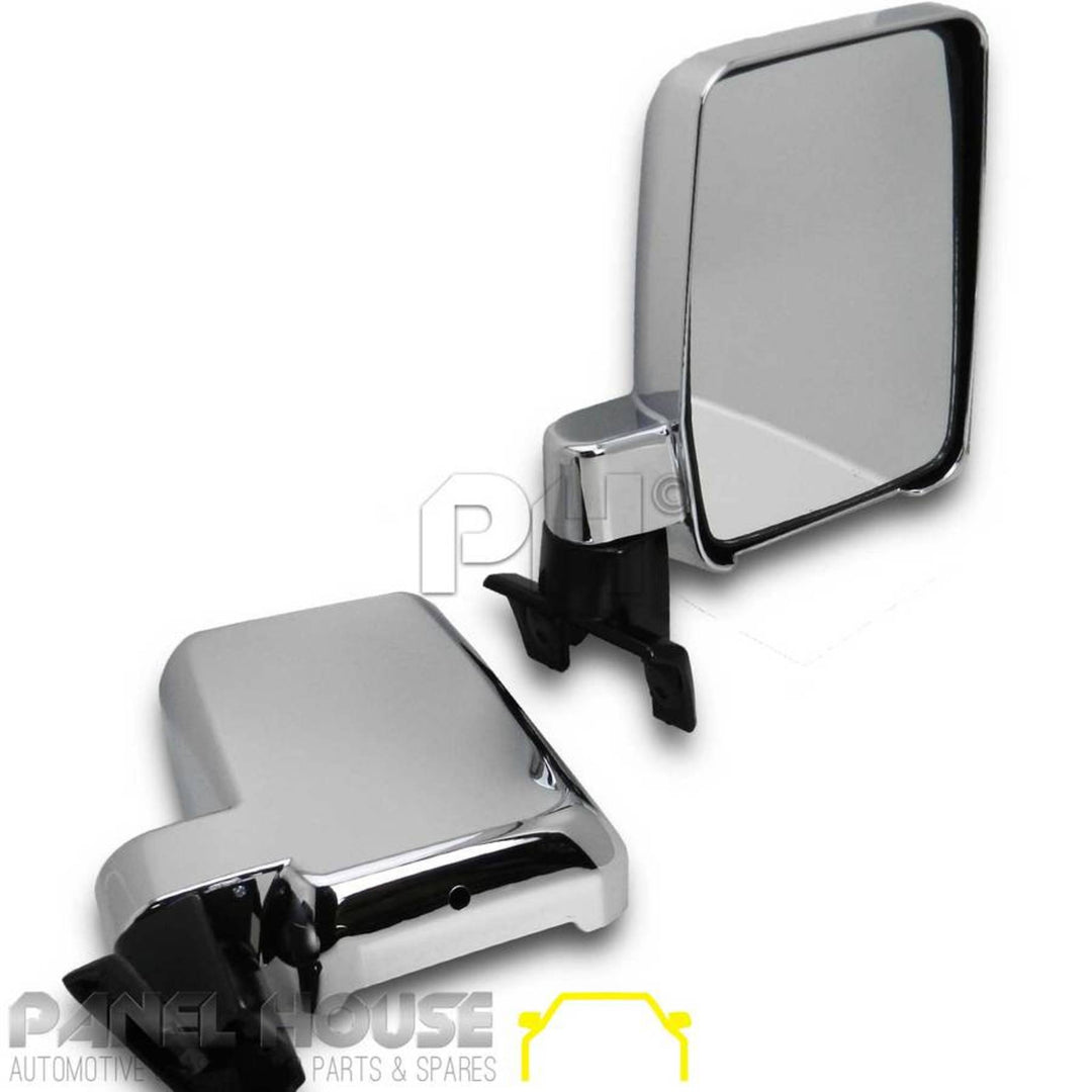 Door Mirror PAIR Chrome Wagon Fits Toyota 76 78 79 Series Landcruiser 07-17 Troopy