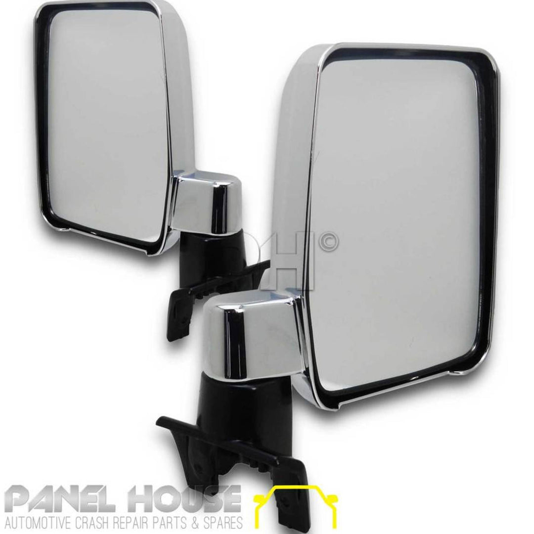 Door Mirror PAIR Chrome Wagon Fits Toyota 76 78 79 Series Landcruiser 07-17 Troopy