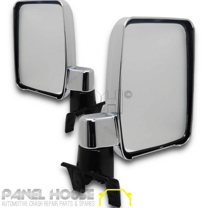 Door Mirror PAIR Chrome Wagon Fits Toyota 76 78 79 Series Landcruiser 07-17 Troopy