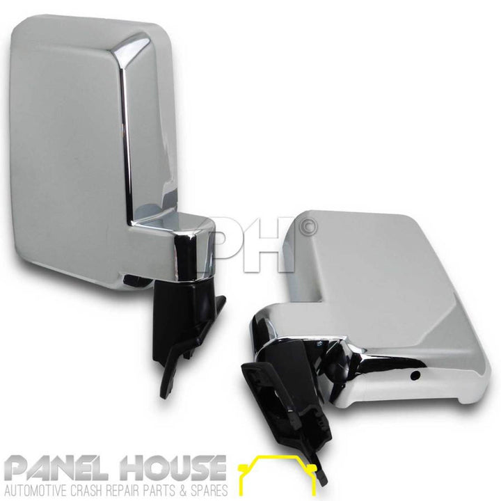 Door Mirror PAIR Chrome Wagon Fits Toyota 76 78 79 Series Landcruiser 07-17 Troopy