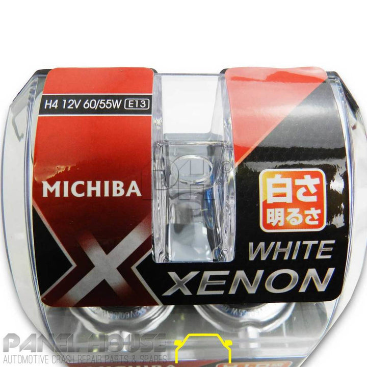 NEW Pair H4 Halogen Super White Michiba 5000K Globe Upgrade Head Light Bulbs