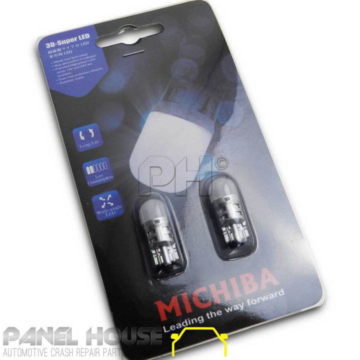 QUALITY Michiba T10 6000K Super Bright 3D LED Front PAIR Park Light Globe LHS RHS