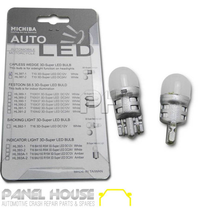 PREMIUM Quality T10 6000K Super Bright White MICHIBA Front Park Light Bulb x 2