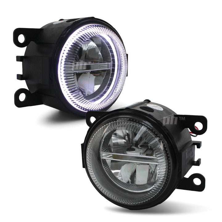 Fog Lights PAIR Twin LED Halo Style Universal 90mm Lens