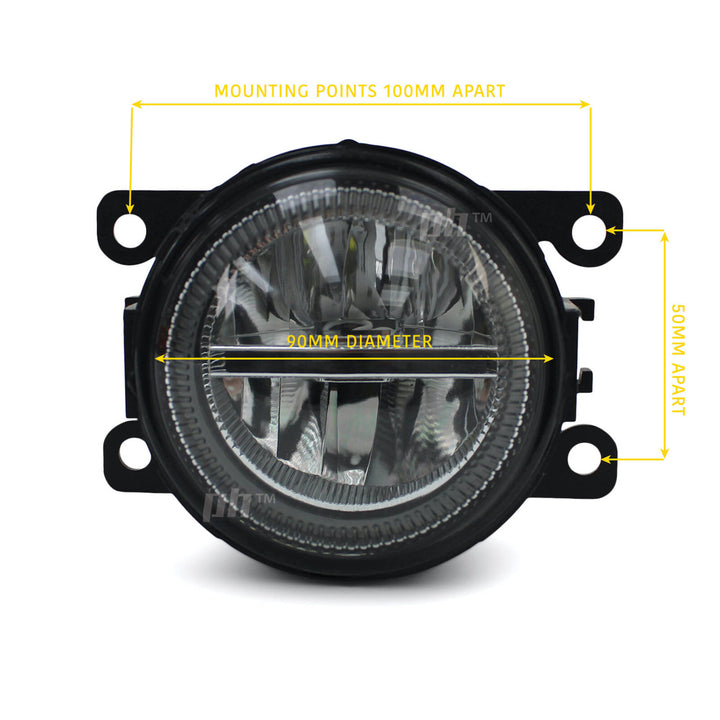 Fog Lights PAIR Twin LED Halo Style Universal 90mm Lens