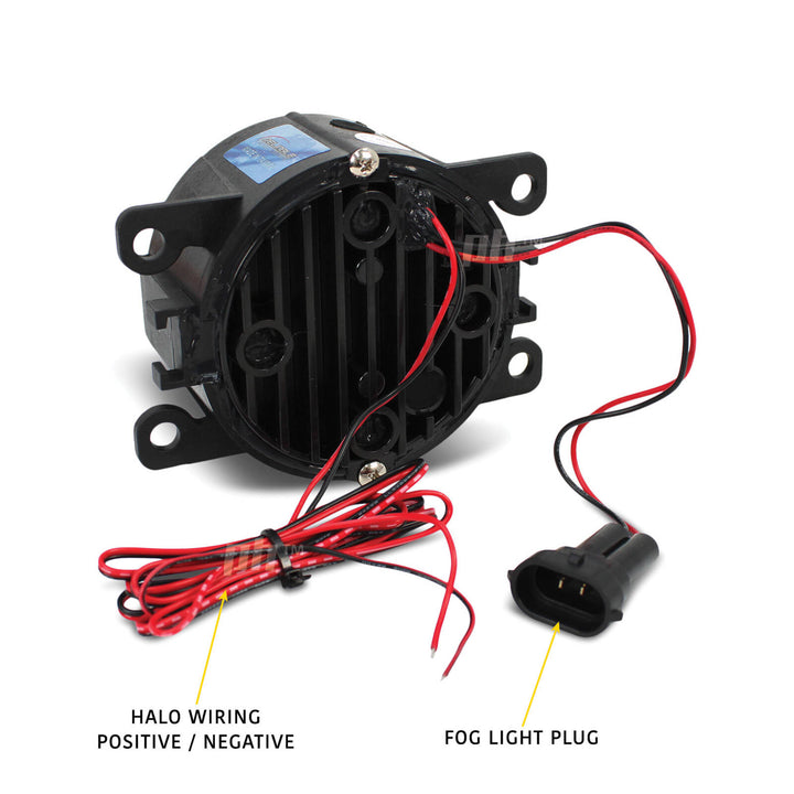 Fog Lights PAIR Twin LED Halo Style Universal 90mm Lens