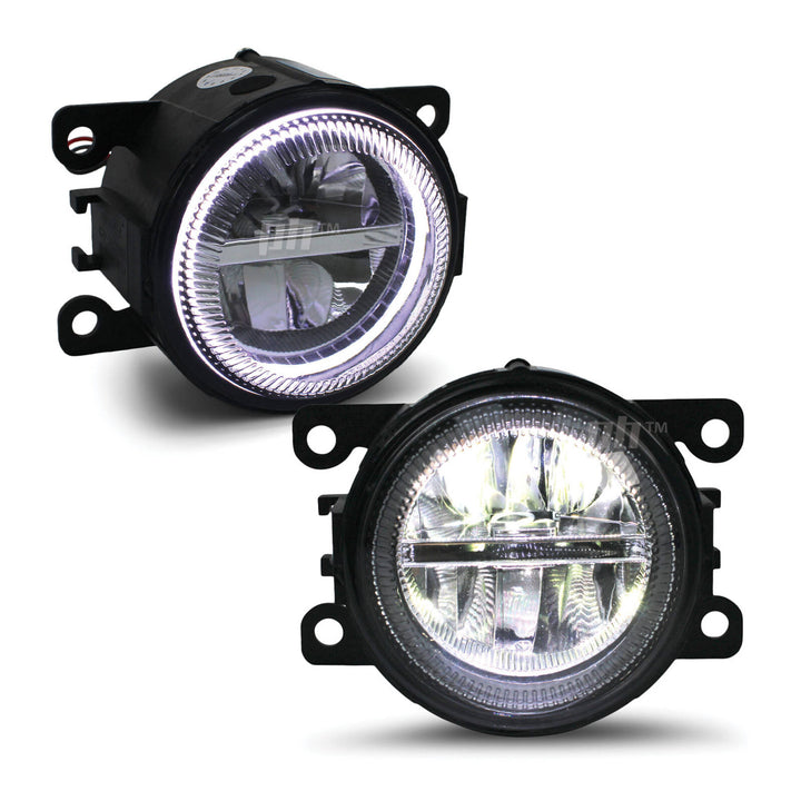 Fog Lights PAIR Twin LED Halo Style Universal 90mm Lens