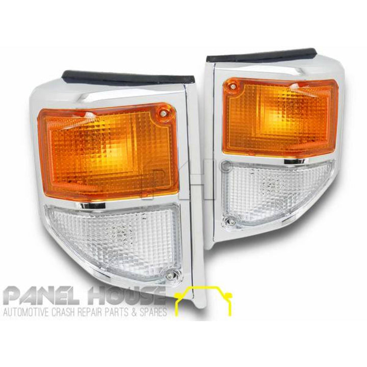 Corner Indicator Lights PAIR Chrome Fits Landcruiser 78 79 series 1999 - 2007