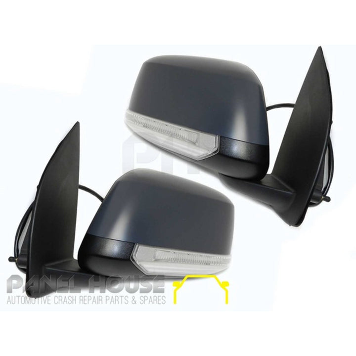 Door Mirrors PAIR Primed Heated Courtesy Light Fits Nissan Navara D40