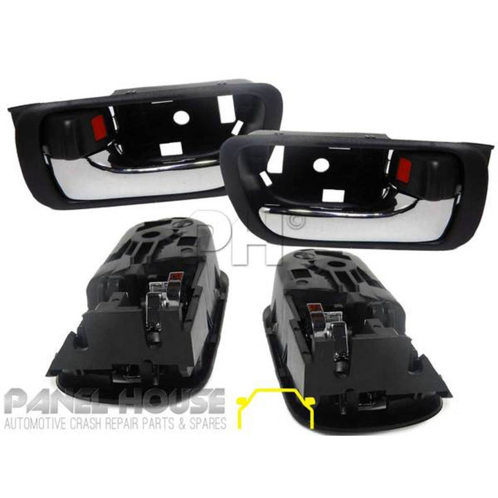 Interior Door Handle SET Chrome & Black Fits Toyota Camry 2002 - 2006