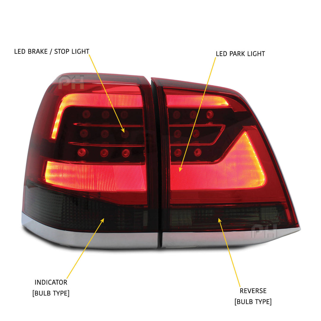 Upgrade Smoked Tail Lights LED SET Fits Toyota Landcruiser 200 Series 07 - 15