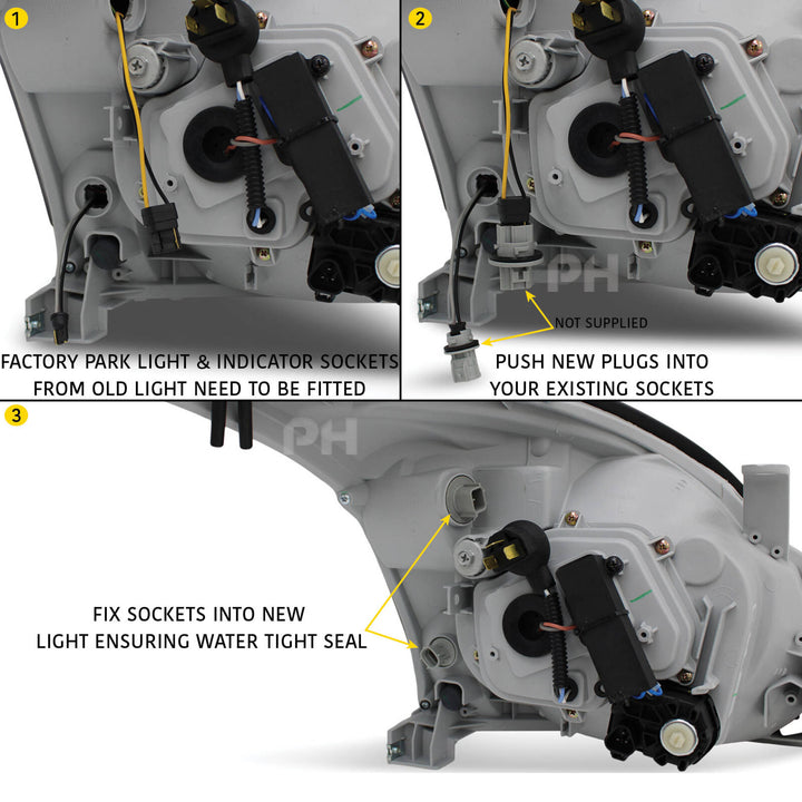 Headlights Black Sequential DRL Style Fits Toyota Landcruiser Prado 120 Series 10/2002 - 9/2009