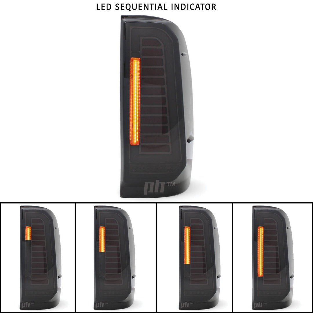 Smoked LED Sequential Tail Lights for Toyota Hilux N70 (2005–2015)