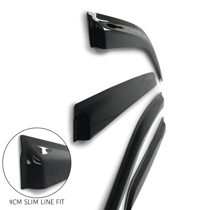 Weather Shield Window Visors SET 4 Piece Fits Toyota Hilux N70 2005 - 2015